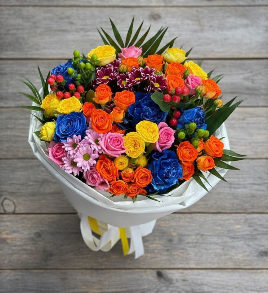 Букет цветов из: Розы и Хризантемы в Оленегорске