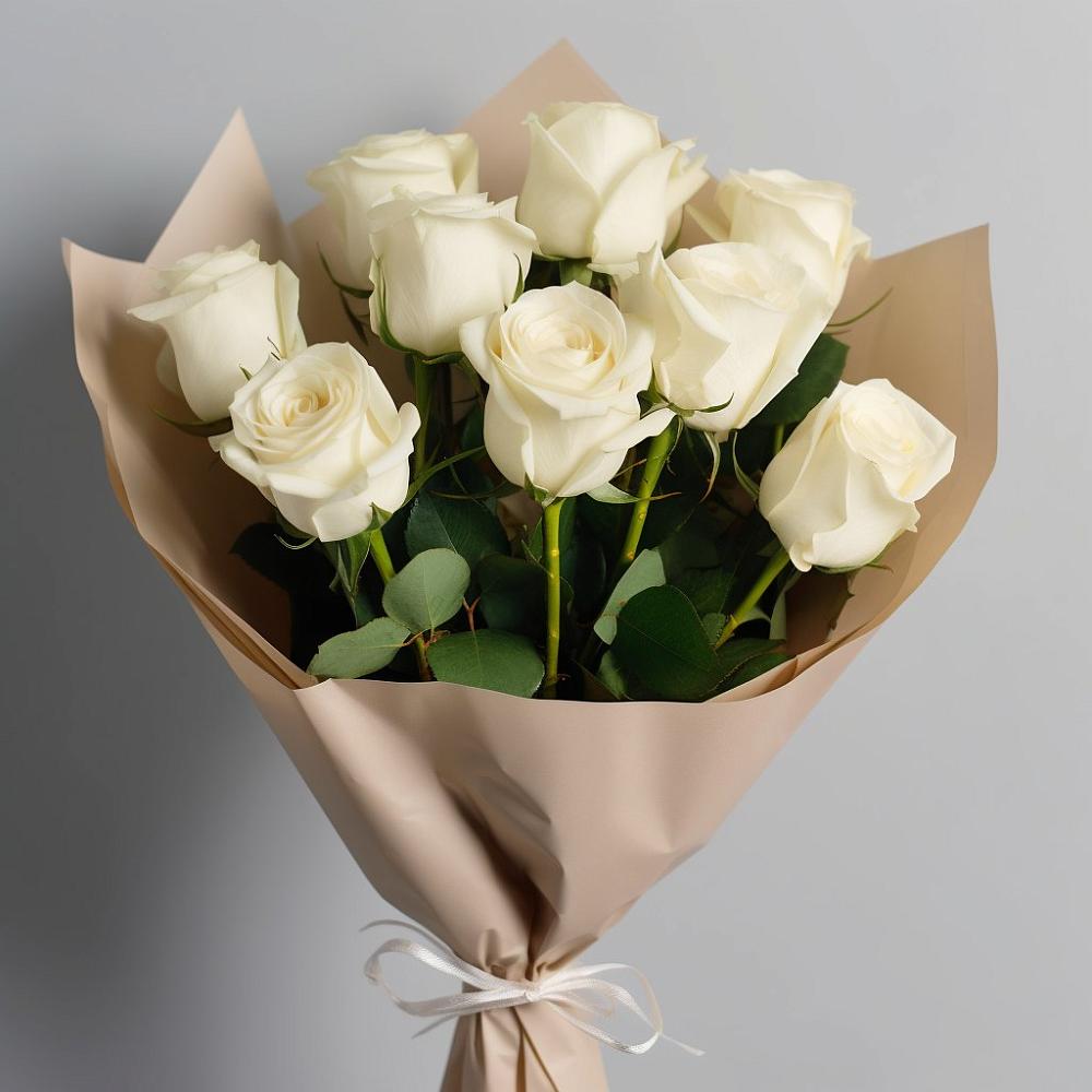 Букет 9 Белых роз Эдлесс Лав в Оленегорске