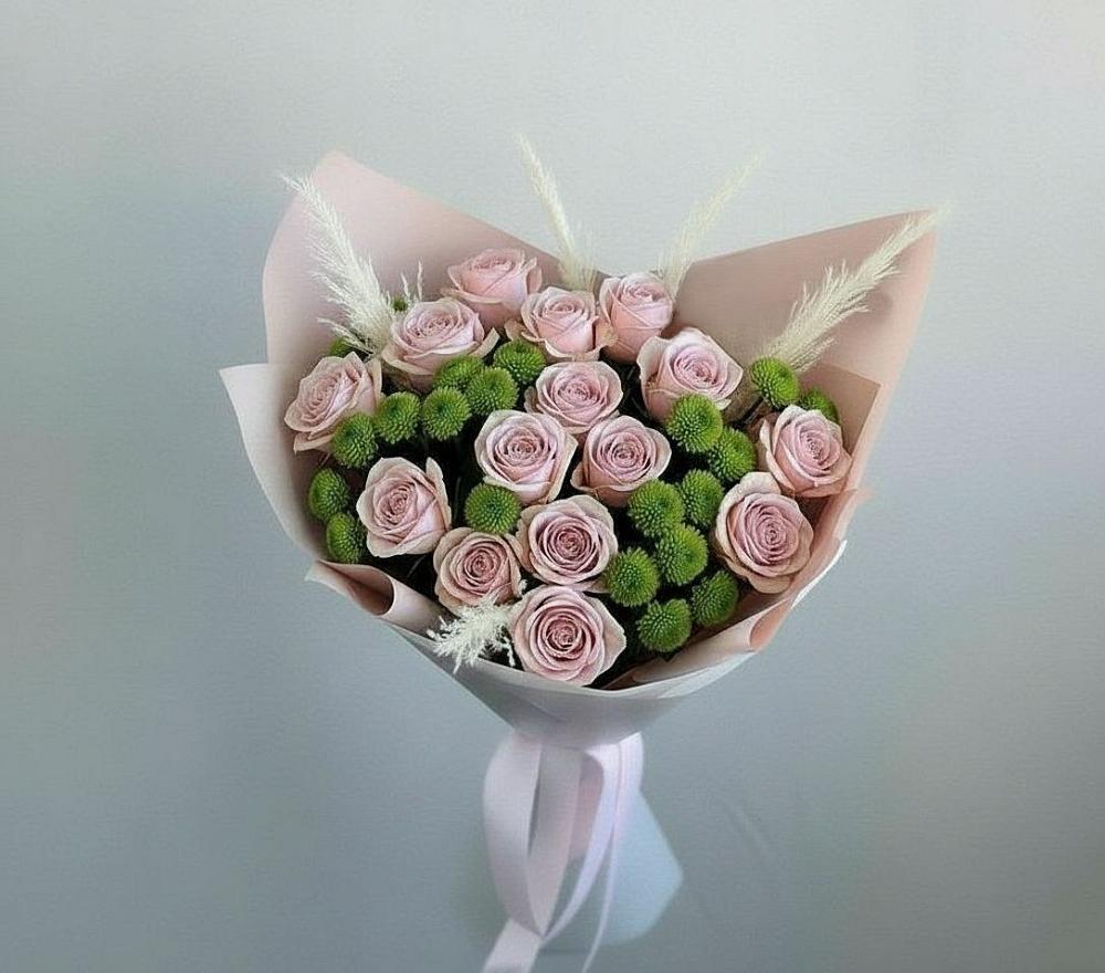 Букет цветов из: Розы и Хризантемы в Оленегорске