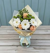 Букет цветов из:  Герберы, Розы и Хризантемы #REPLACE_PRED# Оленегорске