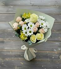 Букет цветов из:  Альстромерии, Розы и Хризантемы в Оленегорске